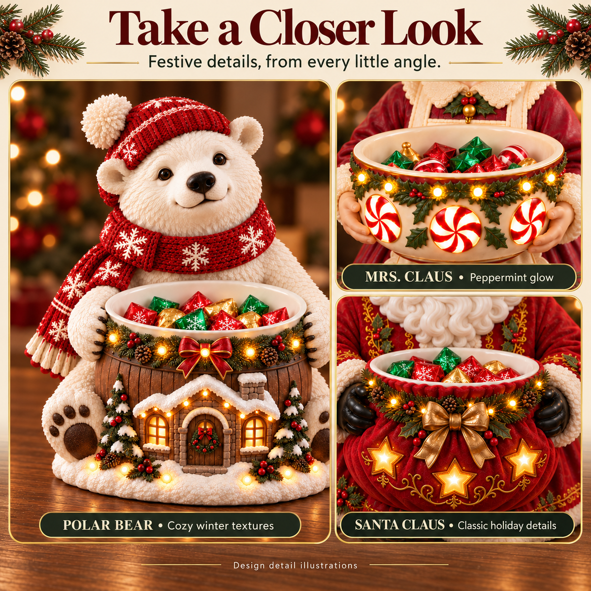 🎄 Christmas Sale – 50% OFF ✨ Light-Up Christmas Candy Bowl – Charming Holiday Tabletop Decor & Gift 🎁
