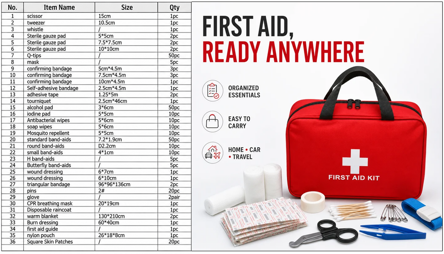 300 Piece Waterproof First Aid Kit for Emergencies