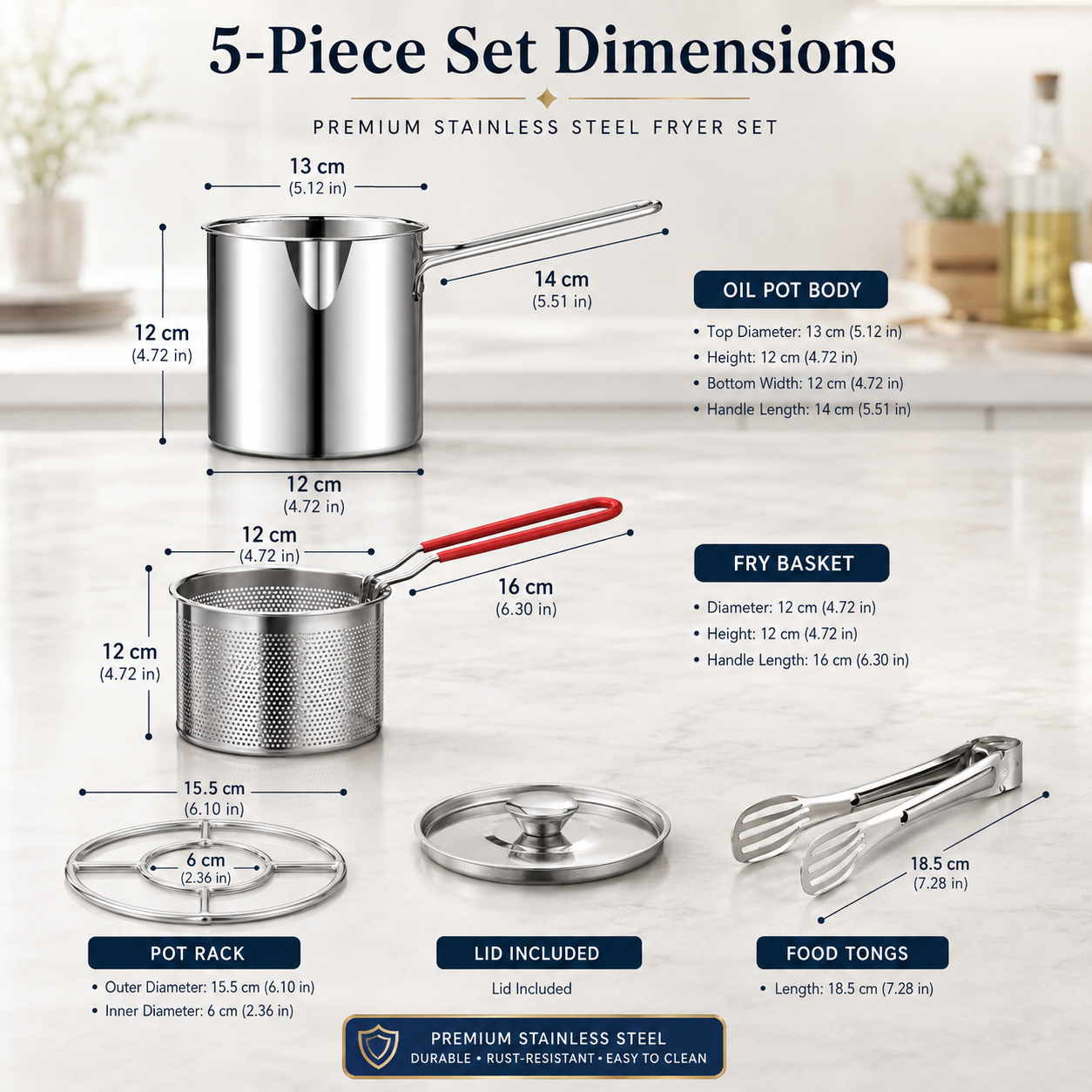 2026🔥🍟 Personal Mini Deep Fryer Set – Stainless Steel Pot with Lift-Out Draining Basket & Food Tongs