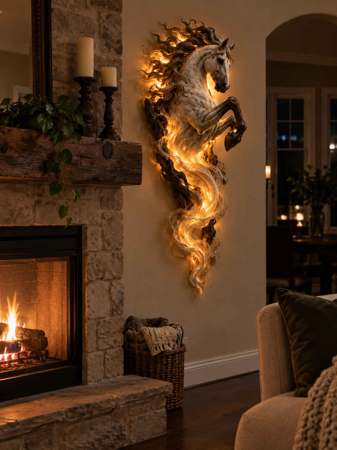 ✨ Celestial Flame™ Unicorn Wall Sculpture – Sculptural Beauty by Day, Warm Magic by Night