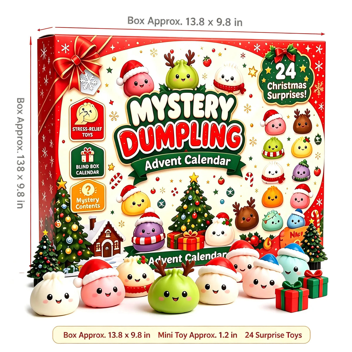 🎄 24-Day Mystery Dumpling Squishy Advent Calendar – Christmas Countdown Surprise Toys