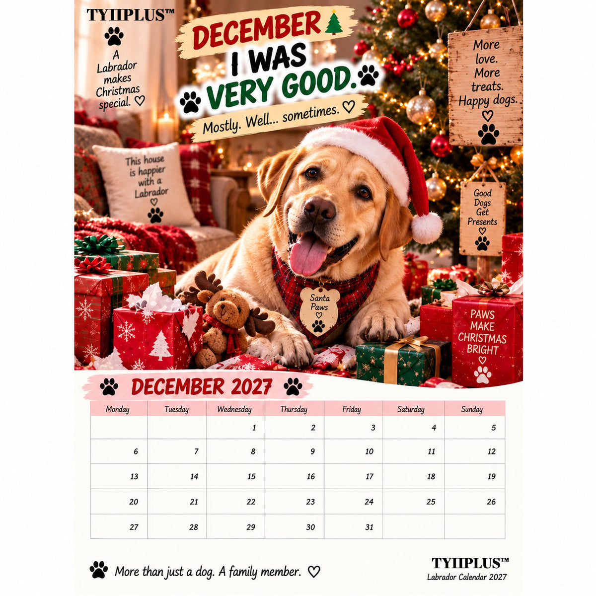 🎄 Christmas Sale – 50% OFF ✨ – Funny 12-Month Wall Calendar for Labrador Lovers & Dog Owners