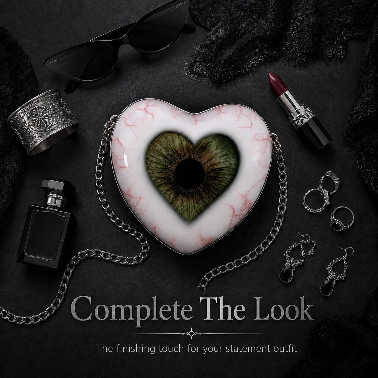 🔥Last Day 49% OFF – Gothic Heart Eye Crossbody Bag | Dark Statement Purse