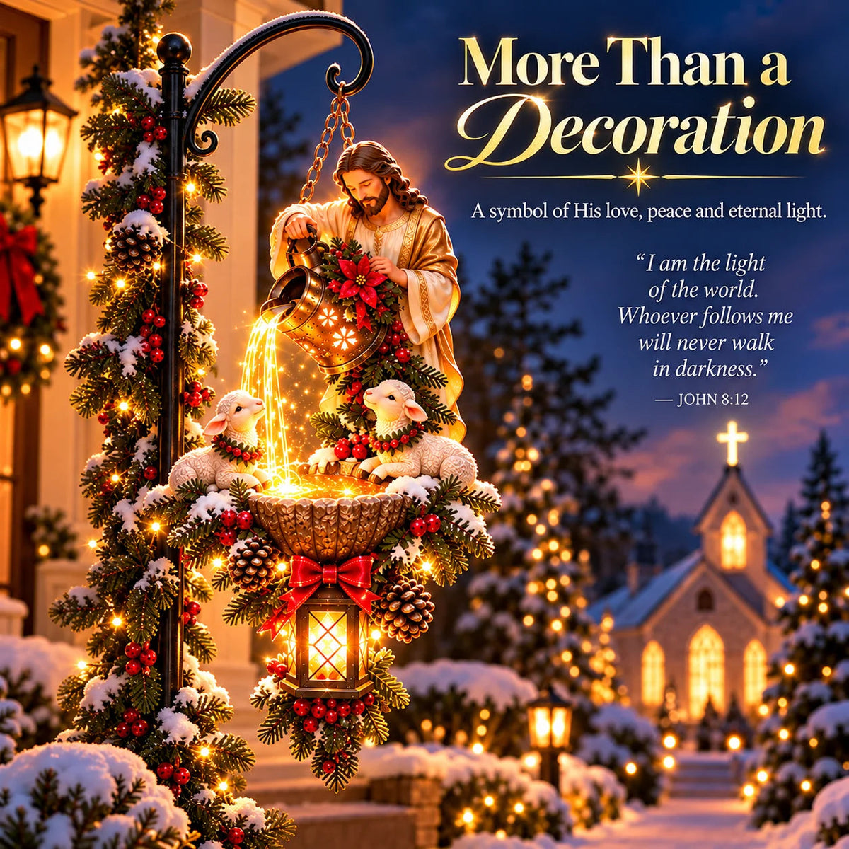 🔥last Day 48% Off-✝️✨ Jesus Blessing Hanging Fountain – Lighted Christian Christmas Garden Decor