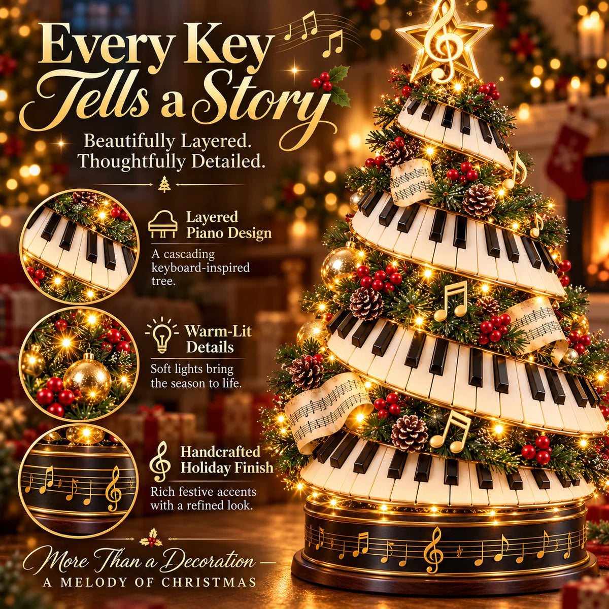 🎄 Christmas Hot Sale - 🎹✨Where Music Meets Christmas Magic – Glowing Piano Tree