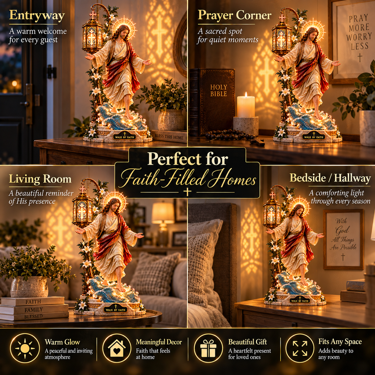 ✨ Walk by Faith™ – Jesus Walking on Water Reflection Light