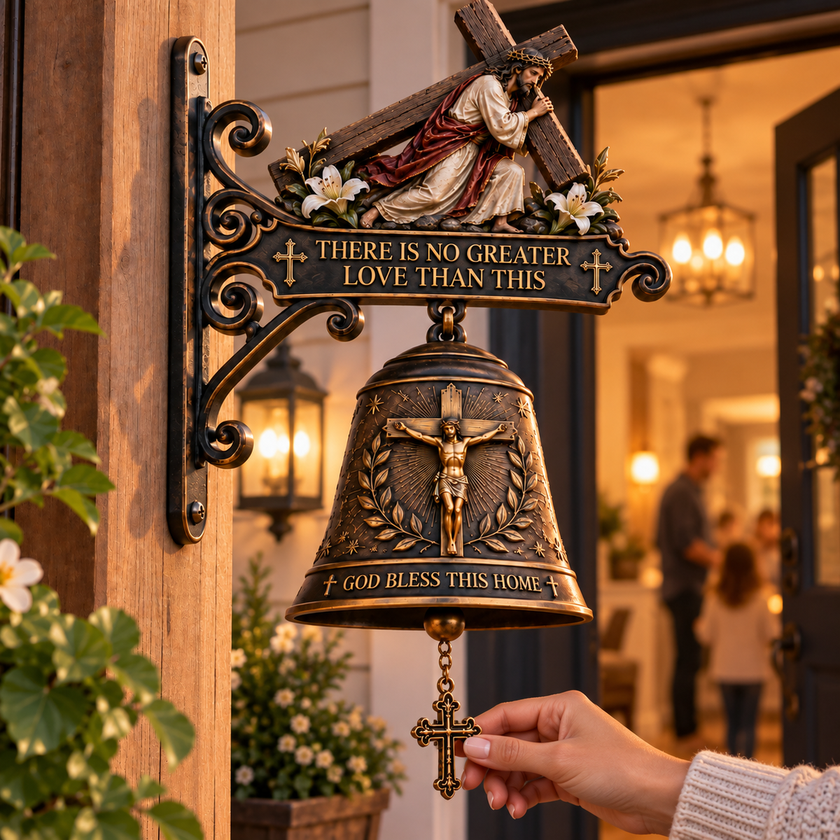✝️Jesus Cross Christian Hanging Bell – A Sacred Welcome of Faith & Love