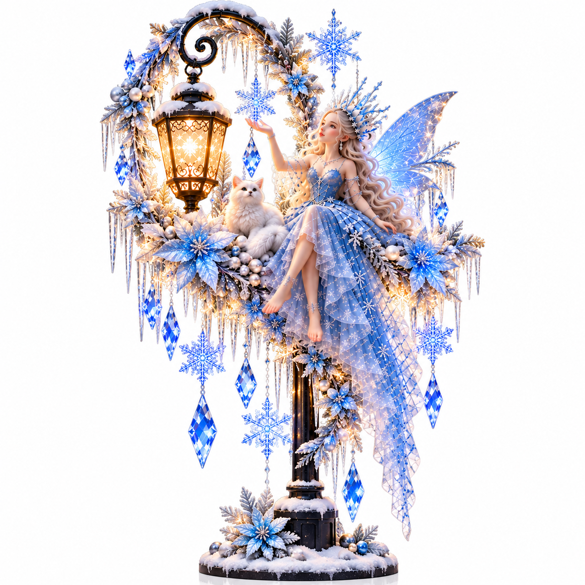 ❄️ Frostlight – Illuminated Winter Fairy & Snowflake Garden Display