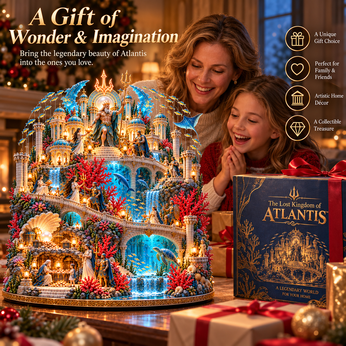 🌊🔱The Lost Kingdom of Atlantis™ – Lighted Mythical Ocean Palace Collectible