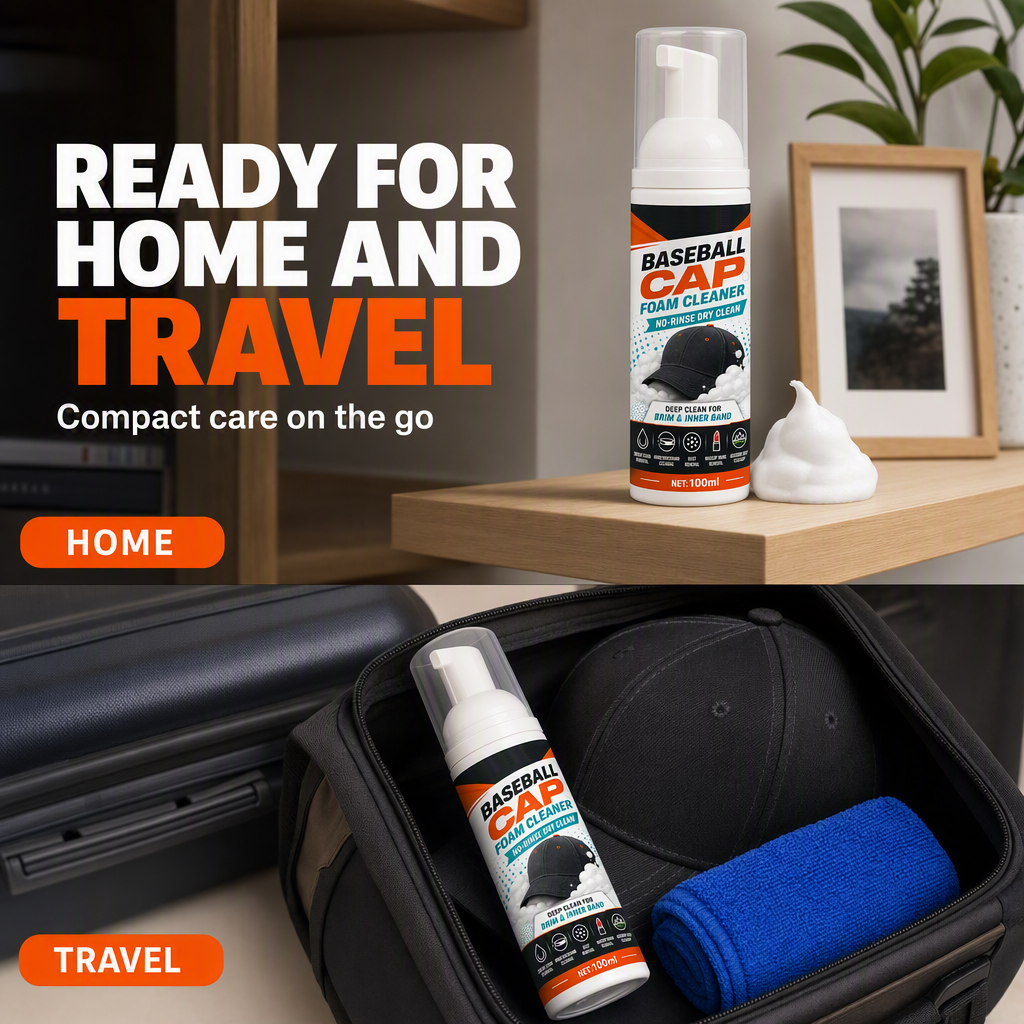 🧢 No-Rinse Baseball Cap Foam Cleaner – Deep Clean Brims, Sweatbands & Everyday Buildup