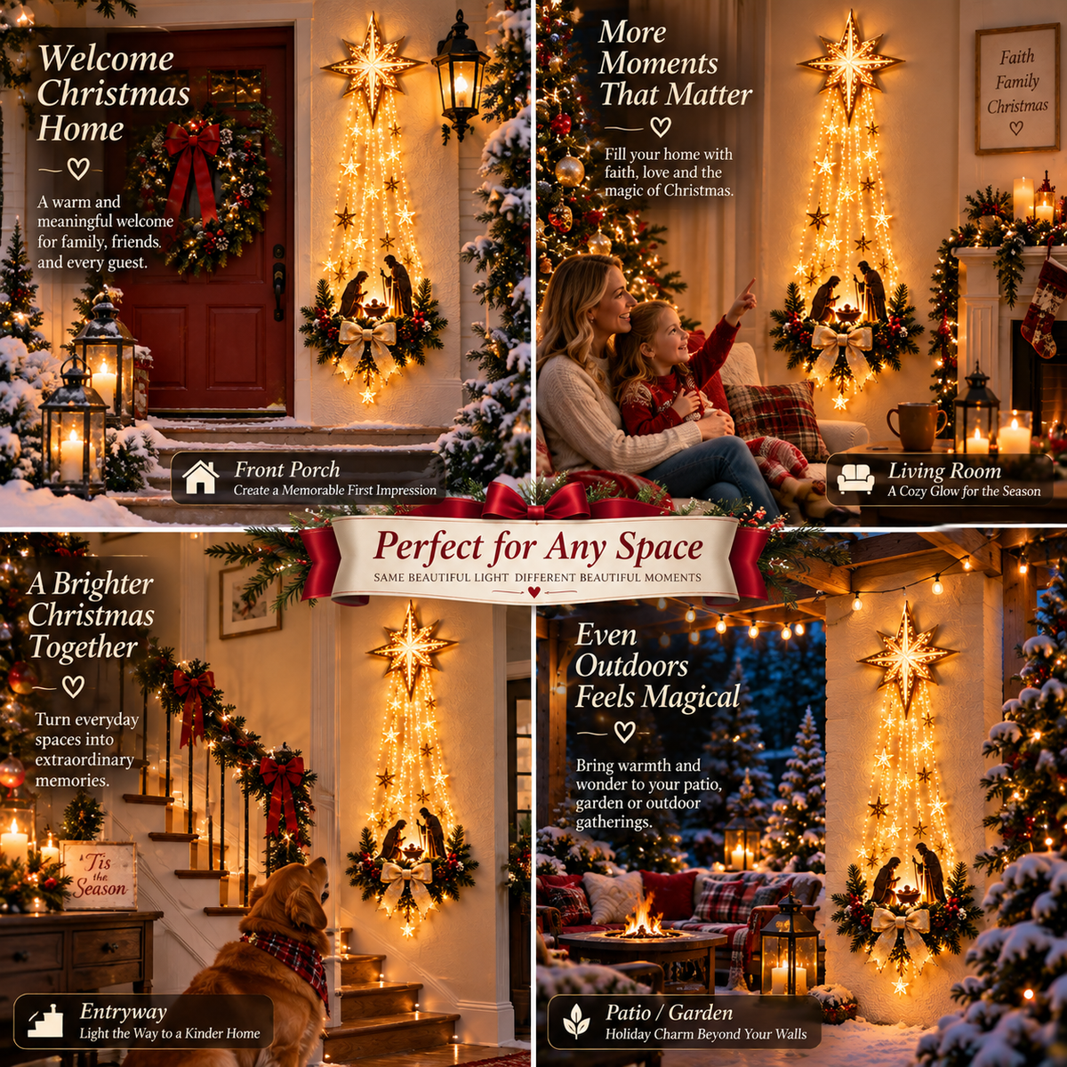 ✨✝️ Bethlehem Star of Faith™ – Lighted Nativity Wall Decor