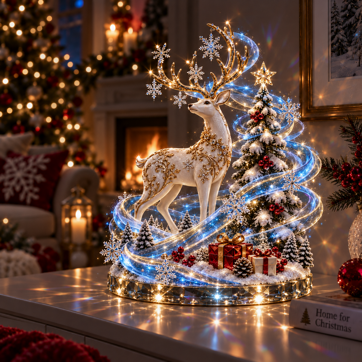 Frostflow Reindeer Animated Ice-Light Christmas Centerpiece