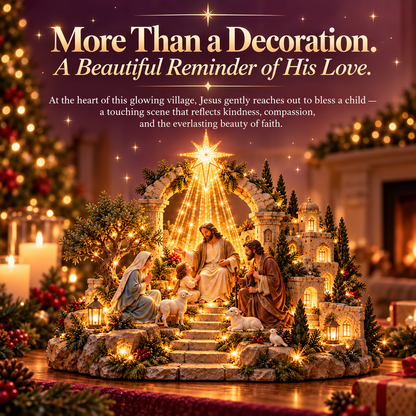 ✝️✨ Bethlehem's Blessing™ – 3D Lighted Jesus Christmas Village with Radiant Star of Bethlehem