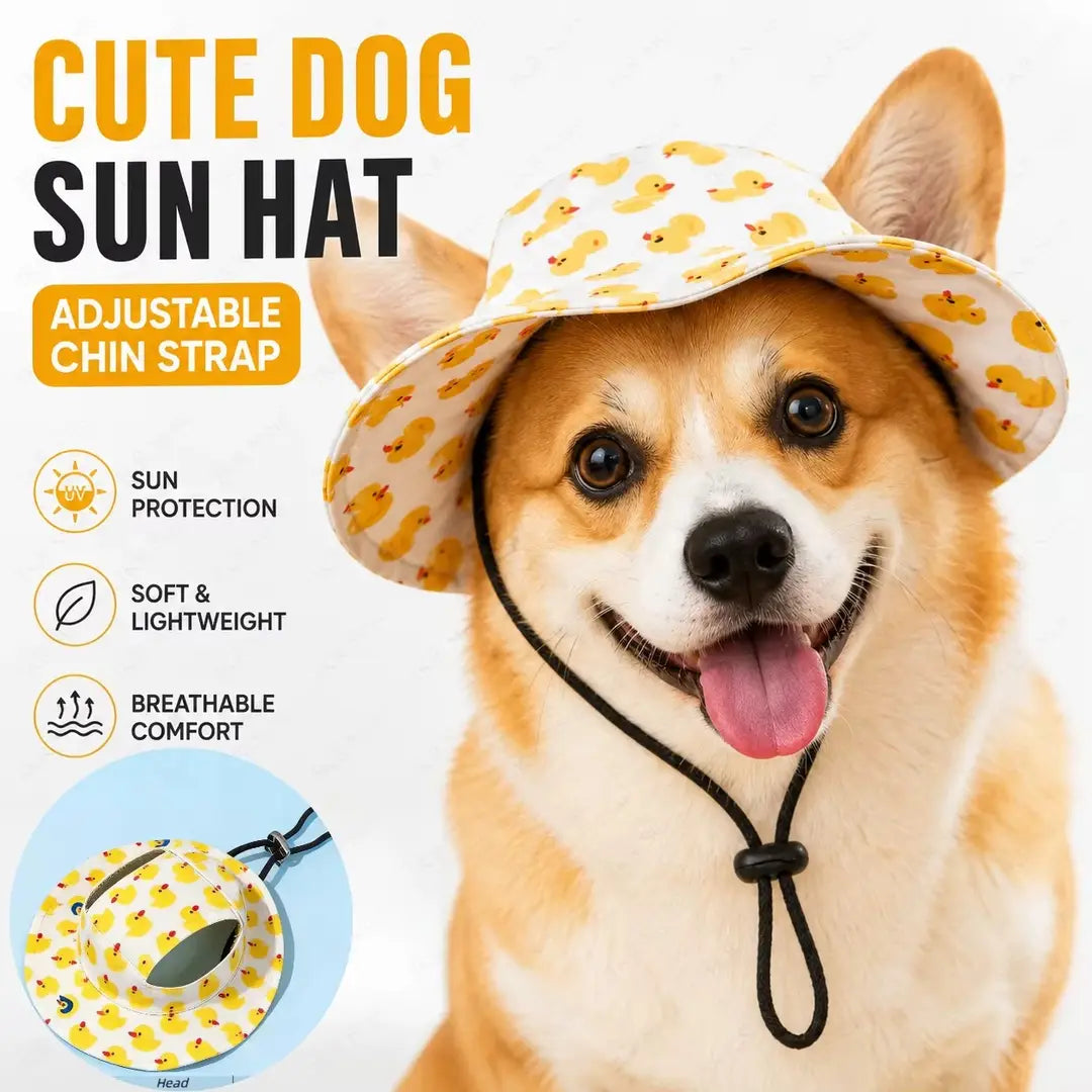 🐾 Adjustable Pet Sun Hat – Wide-Brim Bucket Hat for Dogs & C