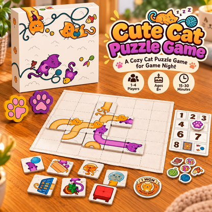 🐱 Cute Cat Puzzle Board Game for Family Fun & Game Night