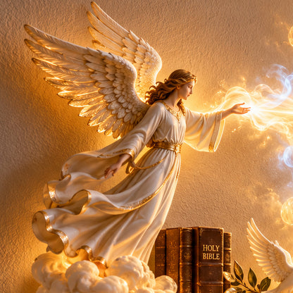 ✝️✨ Divine Light of Faith™ – 3D Illuminated Mural of Jesus and Angels