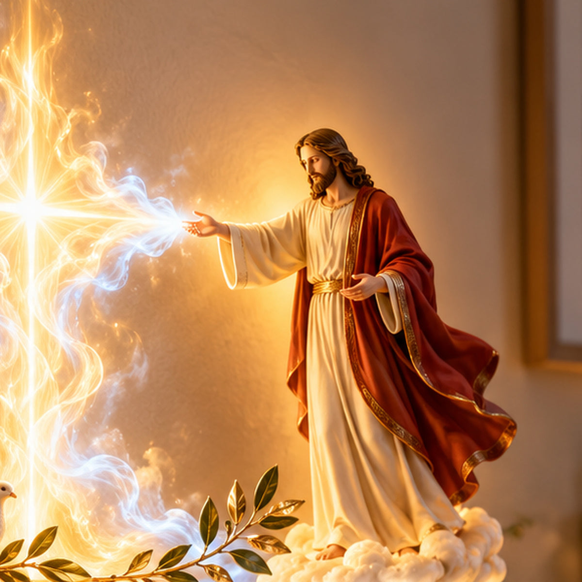 ✝️✨ Divine Light of Faith™ – 3D Illuminated Mural of Jesus and Angels