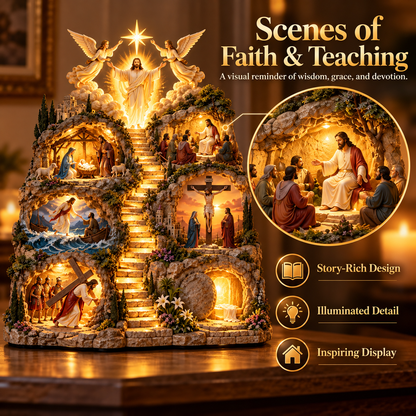 ✝️✨ Journey of Jesus– 3D Lighted Bible Story Sculpture | From His Birth to Resurrection