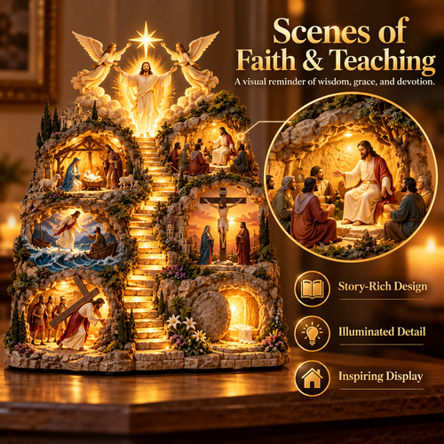 ✝️✨ Journey of Jesus– 3D Lighted Bible Story Sculpture | From His Birth to Resurrection