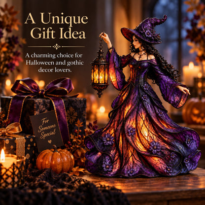 🧙‍♀️ Enchanted Gothic Witch Lantern™ – Lighted Halloween Figurine for Mantel & Home Decor