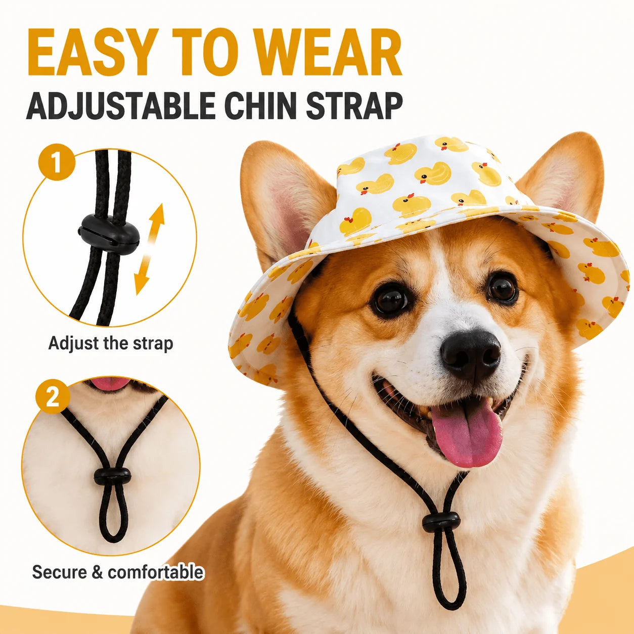 🐾 Adjustable Pet Sun Hat – Wide-Brim Bucket Hat for Dogs & C
