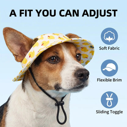 🐾 Adjustable Pet Sun Hat – Wide-Brim Bucket Hat for Dogs & C