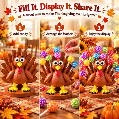 🦃🍭 Adorable Thanksgiving Turkey Lollipop Holder-A Sweet & Festive Holiday Table Centerpiece