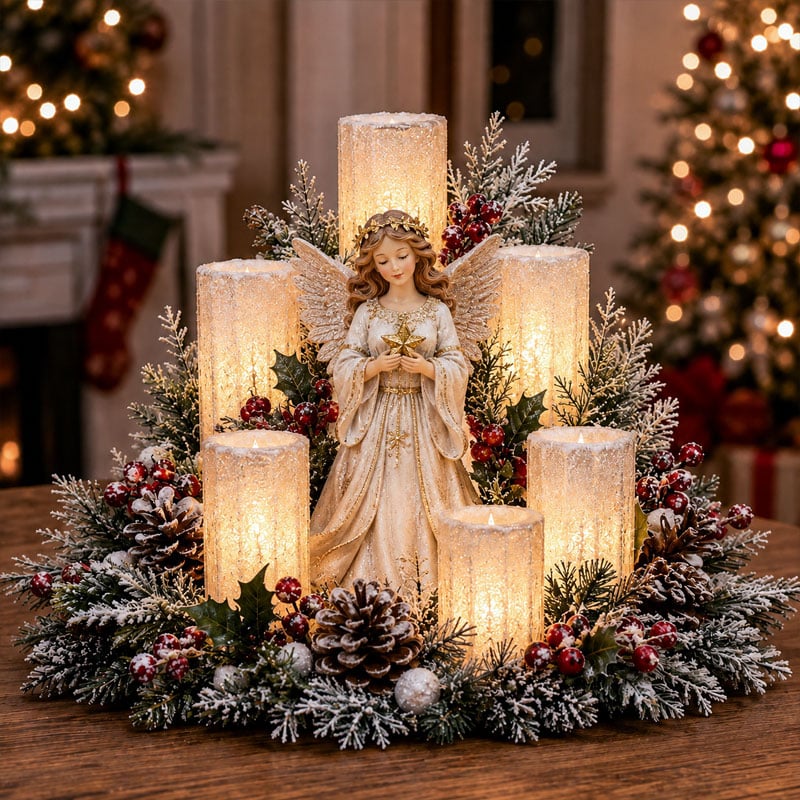 Lighted Christmas Centerpiece with Flameless Candle Glow – 7 Festive Styles