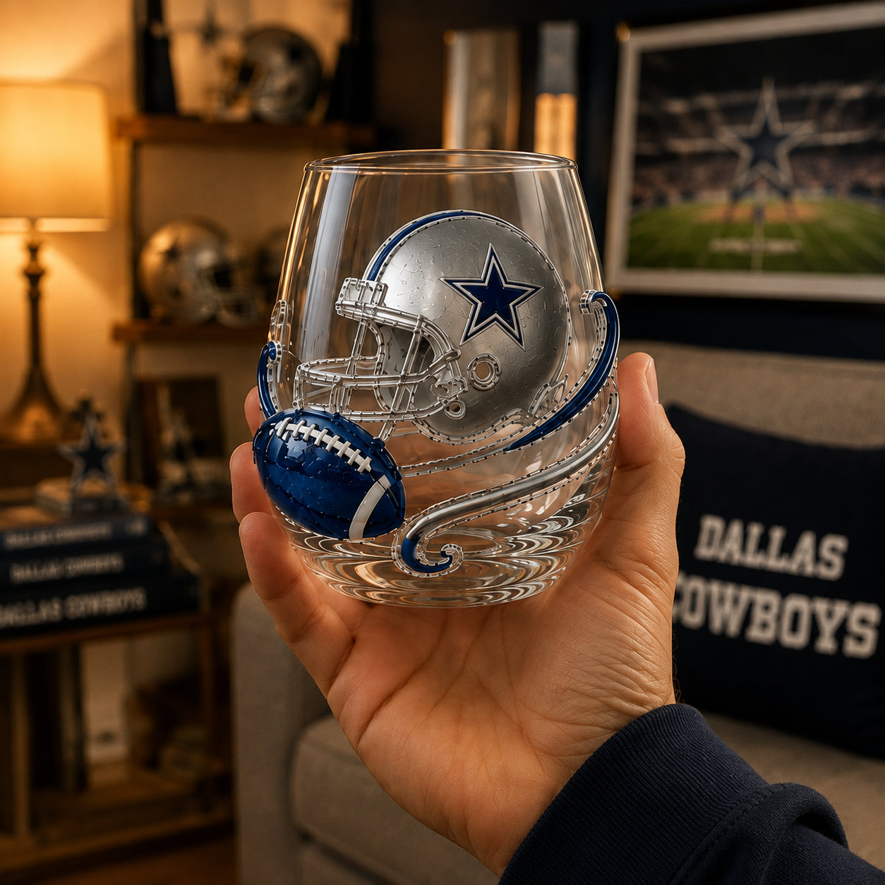 🎁 Ultimate Football Fan Whiskey Glass Set – 4 Game Day Collectible Tumblers