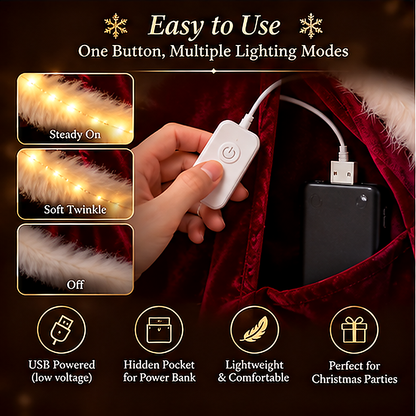 🎄 Christmas Starlight Cape™ – Magical Light-Up Hooded Christmas Cape with Warm LED Glow & Golden Snowflakes
