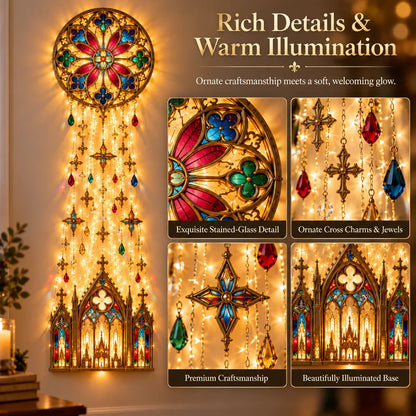 🔥✨ Cathedral Grace™ Stained Glass Cascade Wall Light – A Faith-Filled Christmas Glow