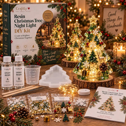 🎄 Christmas Hot Sale - 50% OFF✨Beginner-Friendly Resin Christmas Tree Night Light DIY Kit | Complete Kit with Mold, Resin, Fairy Lights & Festive Decorations ✨