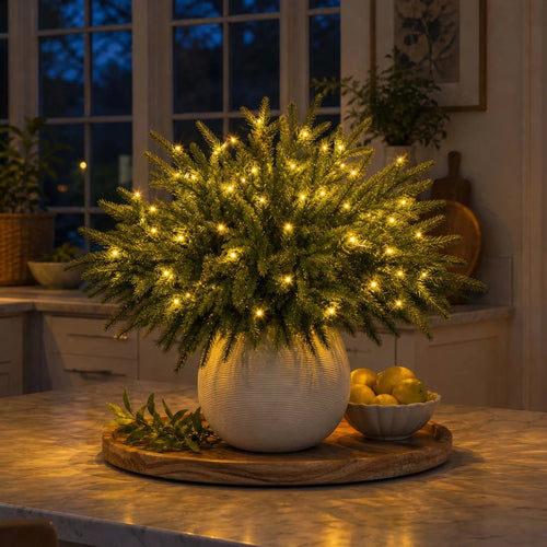 Enchanted Evergreen Pine – 18" Pre-Lit Norfolk Pine Branches with Warm LED Glow