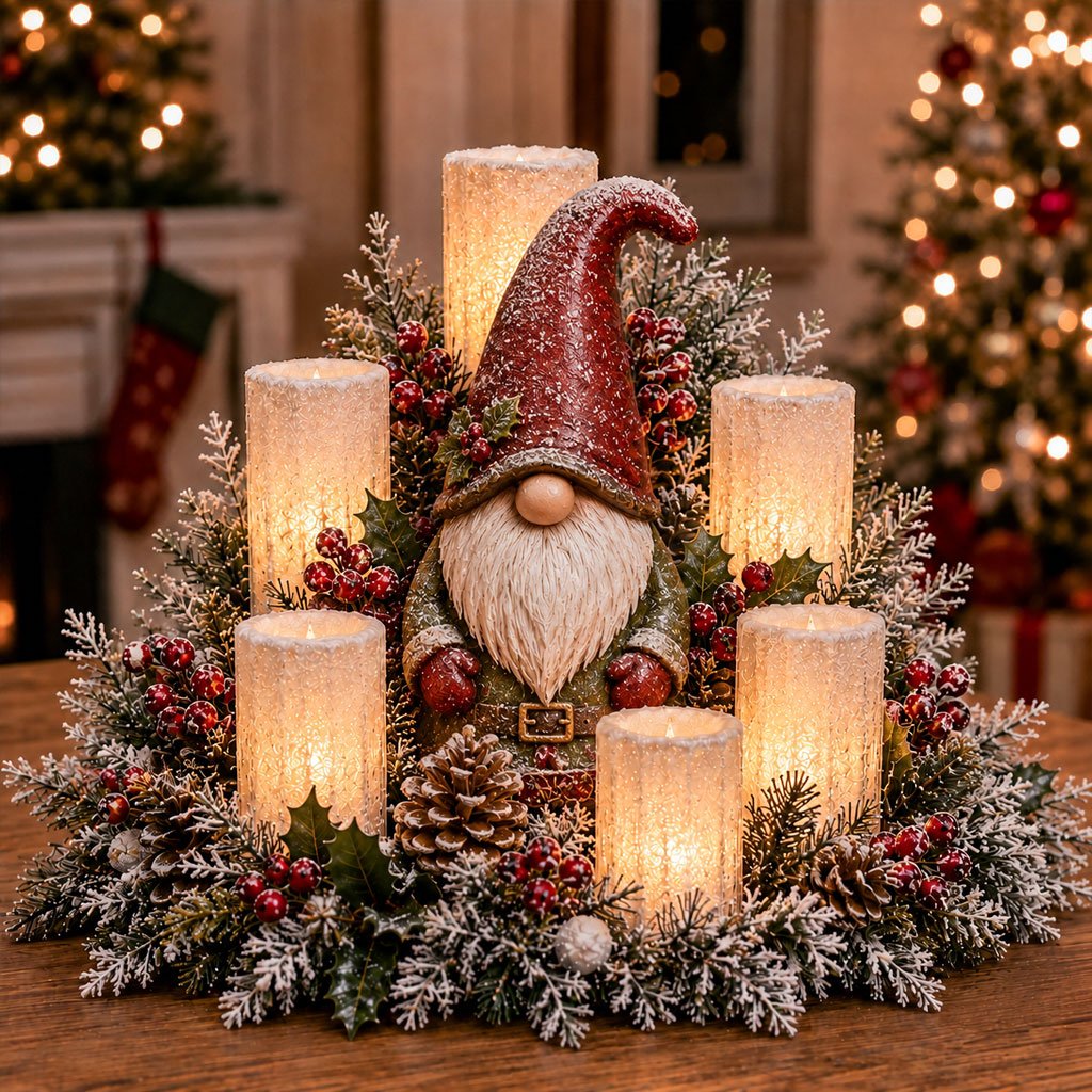 Lighted Christmas Centerpiece with Flameless Candle Glow – 7 Festive Styles
