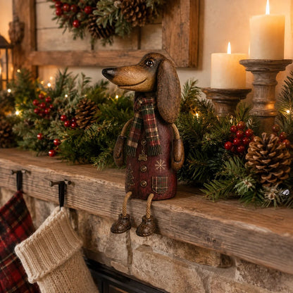🔥Hot Sale - 50% OFF🔥🐶🎄 Vintage Christmas Dachshund Shelf Sitter