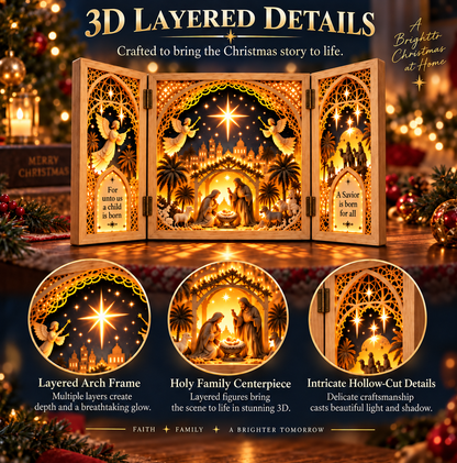 🎄✝️ Bethlehem's Light™ – 3D Lighted Nativity Storybook | Foldable Christmas Shadow Lamp ✨