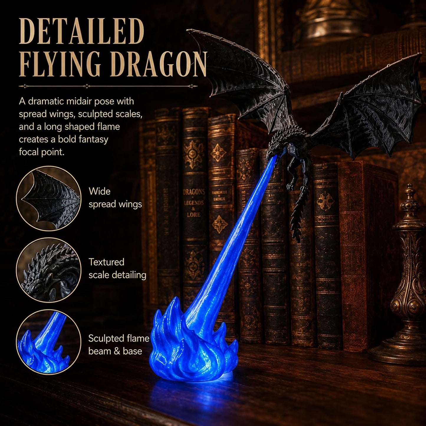 🔥 HOT SALE 🔥🐉Naotstore - Dragon Flame Book Nook