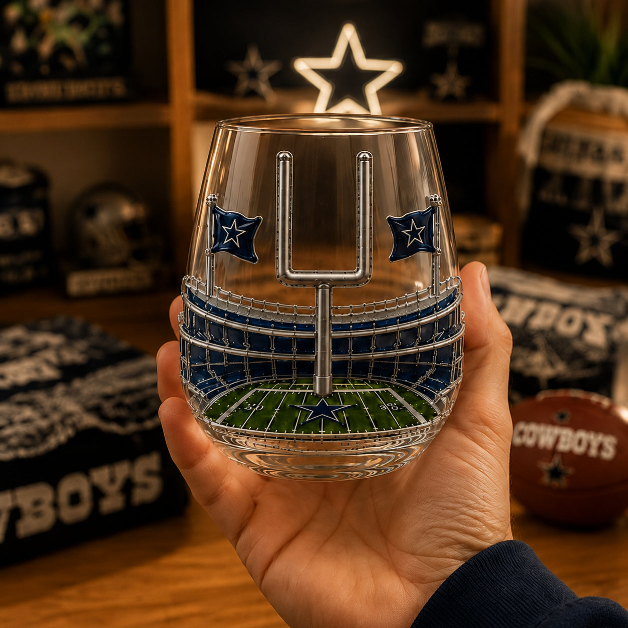 🎁 Ultimate Football Fan Whiskey Glass Set – 4 Game Day Collectible Tumblers