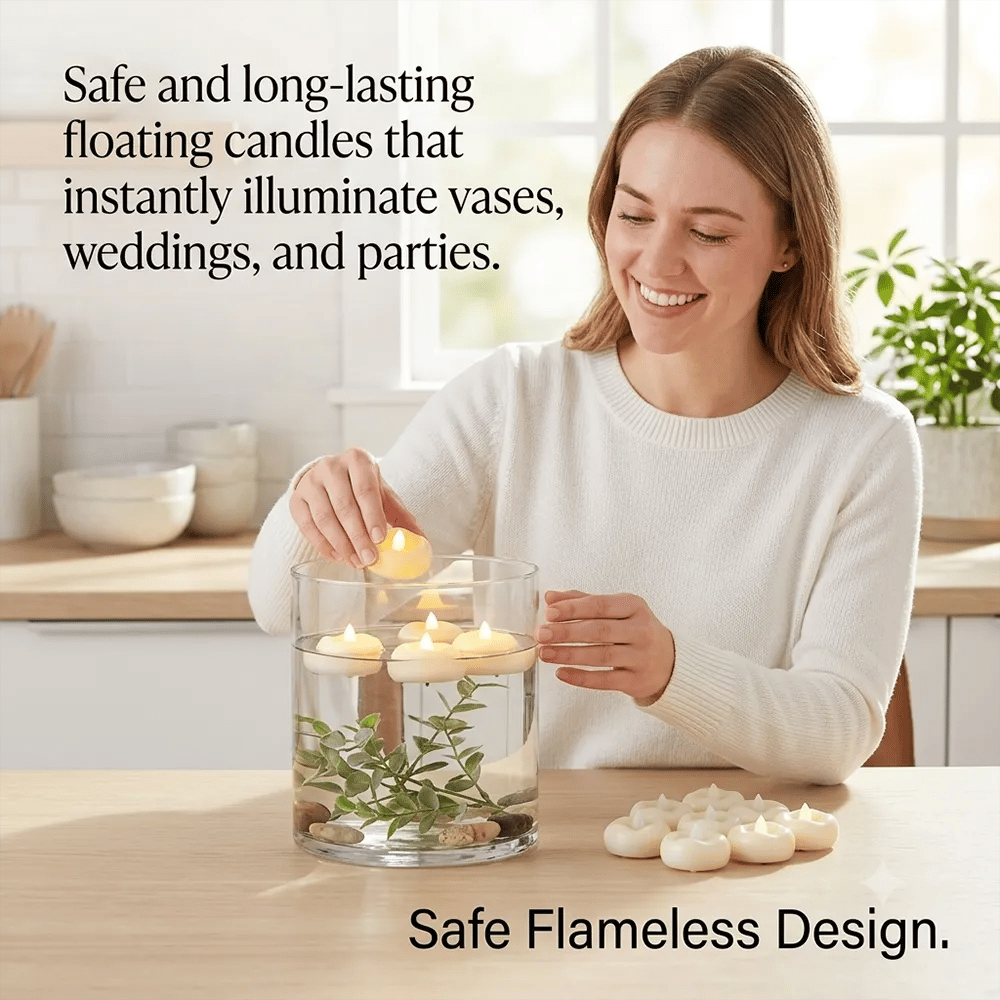 🎉🕯️Water-Activated Flameless Floating LED Candles – Romantic Waterproof Glow for Any Occasion