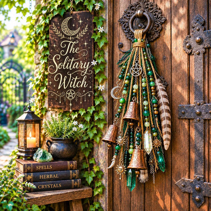 🌙 Celestial Door Charm – Vintage Bells, Moon Charms & Crystal-Style Hanging Decor