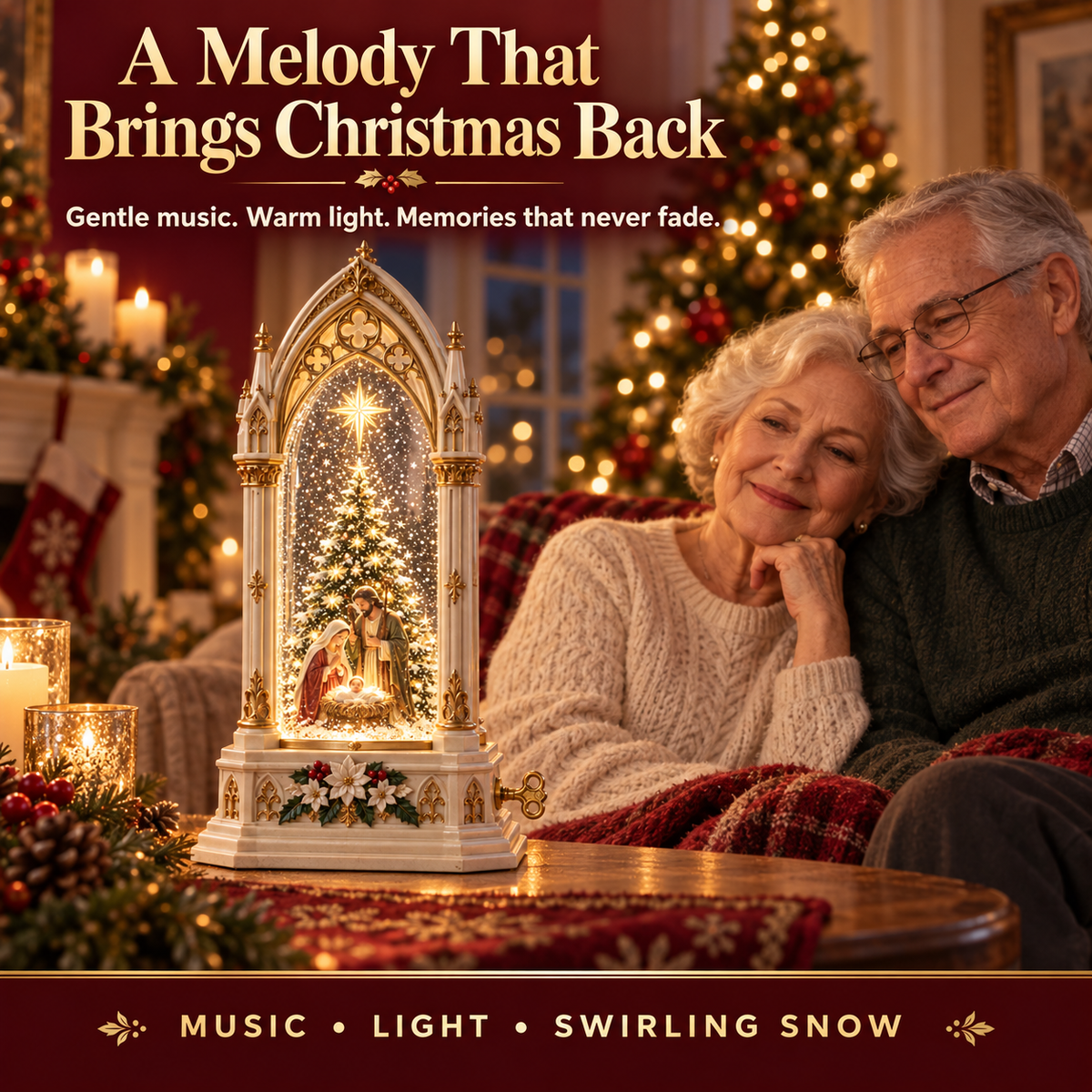 🎄 Christmas Hot Sale ✨ Bethlehem Christmas Chapel™ – Lighted Musical Snowfall Keepsake