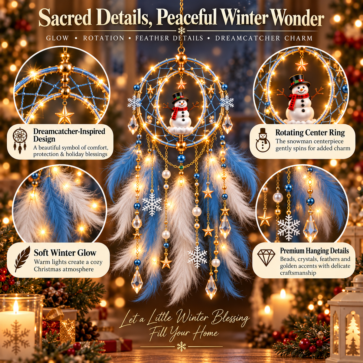 ✨️Christmas Dreamcatcher  Décor — A Small Token of Warmth, Protection & Holiday Blessings