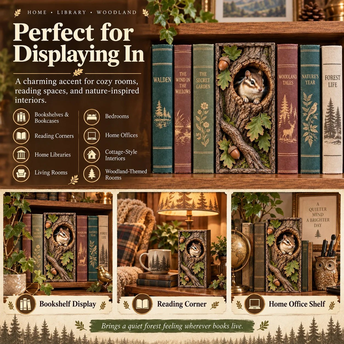 50% OFF - 📚Woodland Chipmunk Book Nook