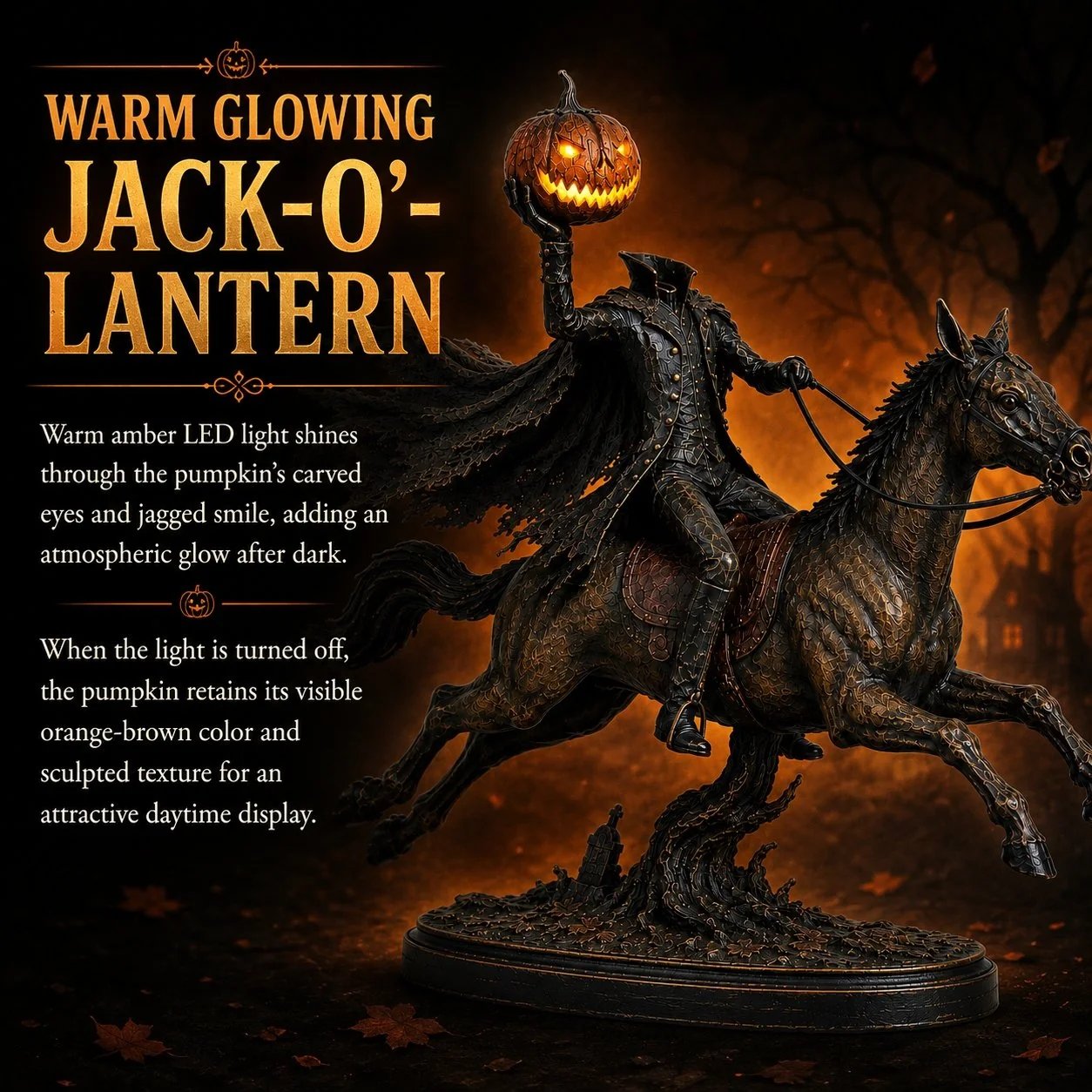 Midnight Chase Headless Horseman LED Statue - Halloween Decor