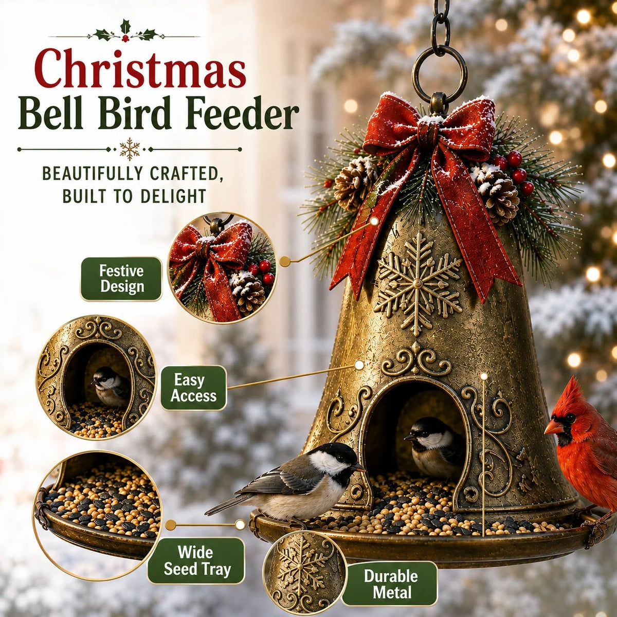 🔥Hot Sale - 50% OFF🔥✨🎄 Christmas Bird Feeder Collection™ – Festive Hanging Garden Feeders for Wild Birds