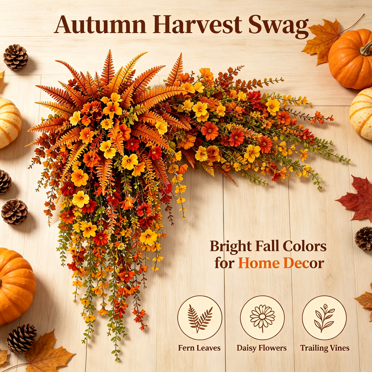 Artificial Fern for Autumn Outdoor Decor– Autumn Porch & Door Decoration