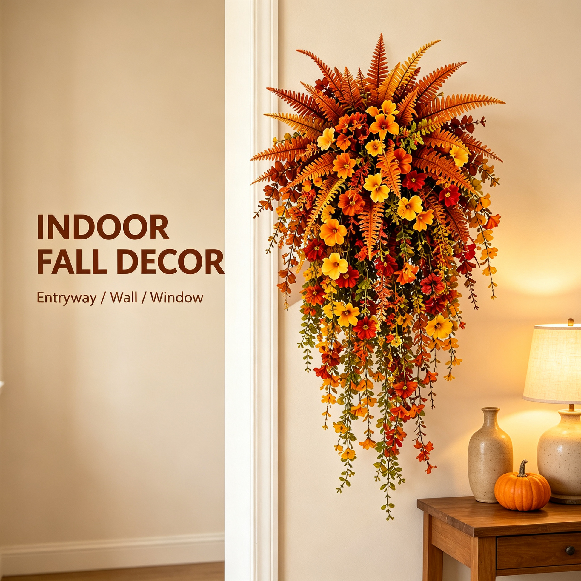 Artificial Fern for Autumn Outdoor Decor– Autumn Porch & Door Decoration