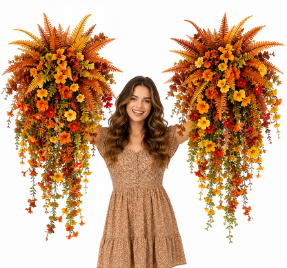 Artificial Fern for Autumn Outdoor Decor– Autumn Porch & Door Decoration