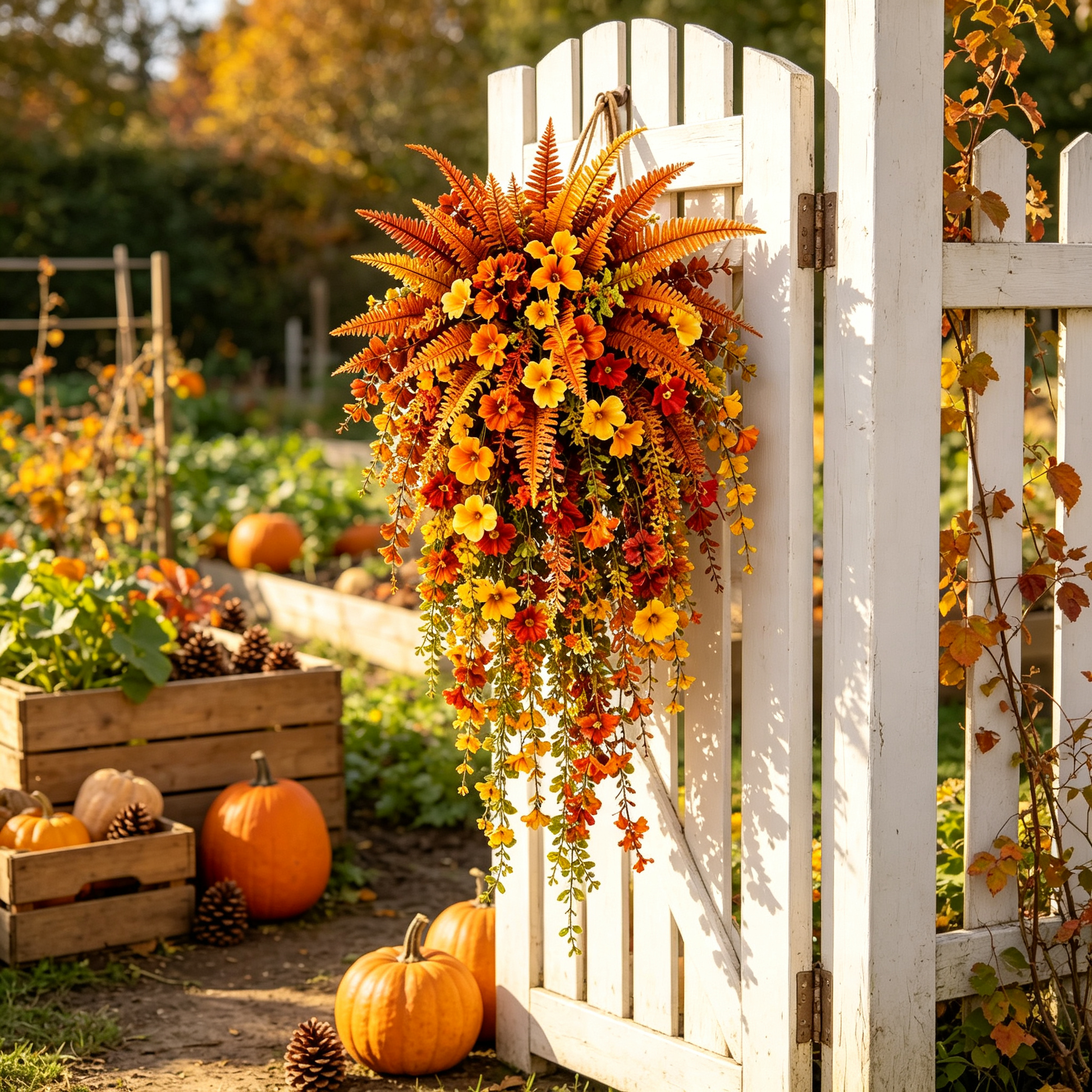 Artificial Fern for Autumn Outdoor Decor– Autumn Porch & Door Decoration