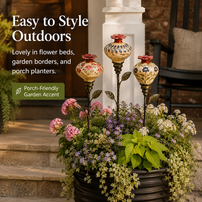 Retro hummingbird feeder garden pole